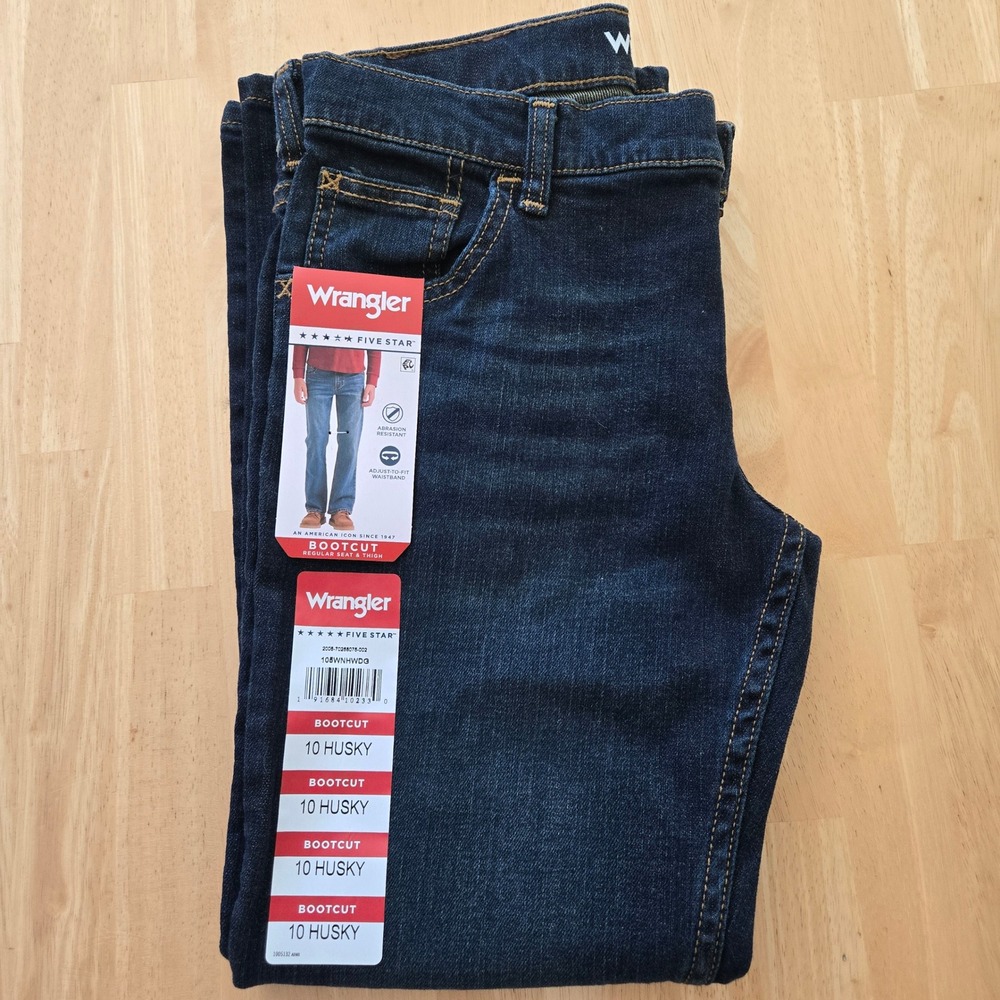 Wrangler Boys Five Star Bootcut Jeans – Dark Wash – Size 10 Husky
